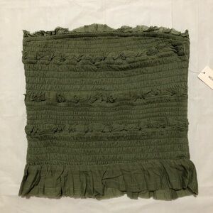 NWT World Together Women’s Olive Green Smocked Ruffled Bandeau Top S